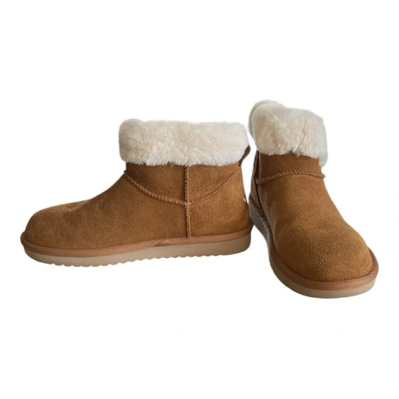 Koolaburra Shoes - Koolaburra by Ugg Dexi Mini Women's Sze 8 Saddle Brown Faux Fur Lining Ankle EUC